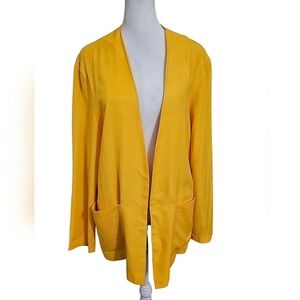 Vintage LLOYD WILLIAMS Linen Blend Relaxed Fit OpenFront Blazer Mustard Yellow.M